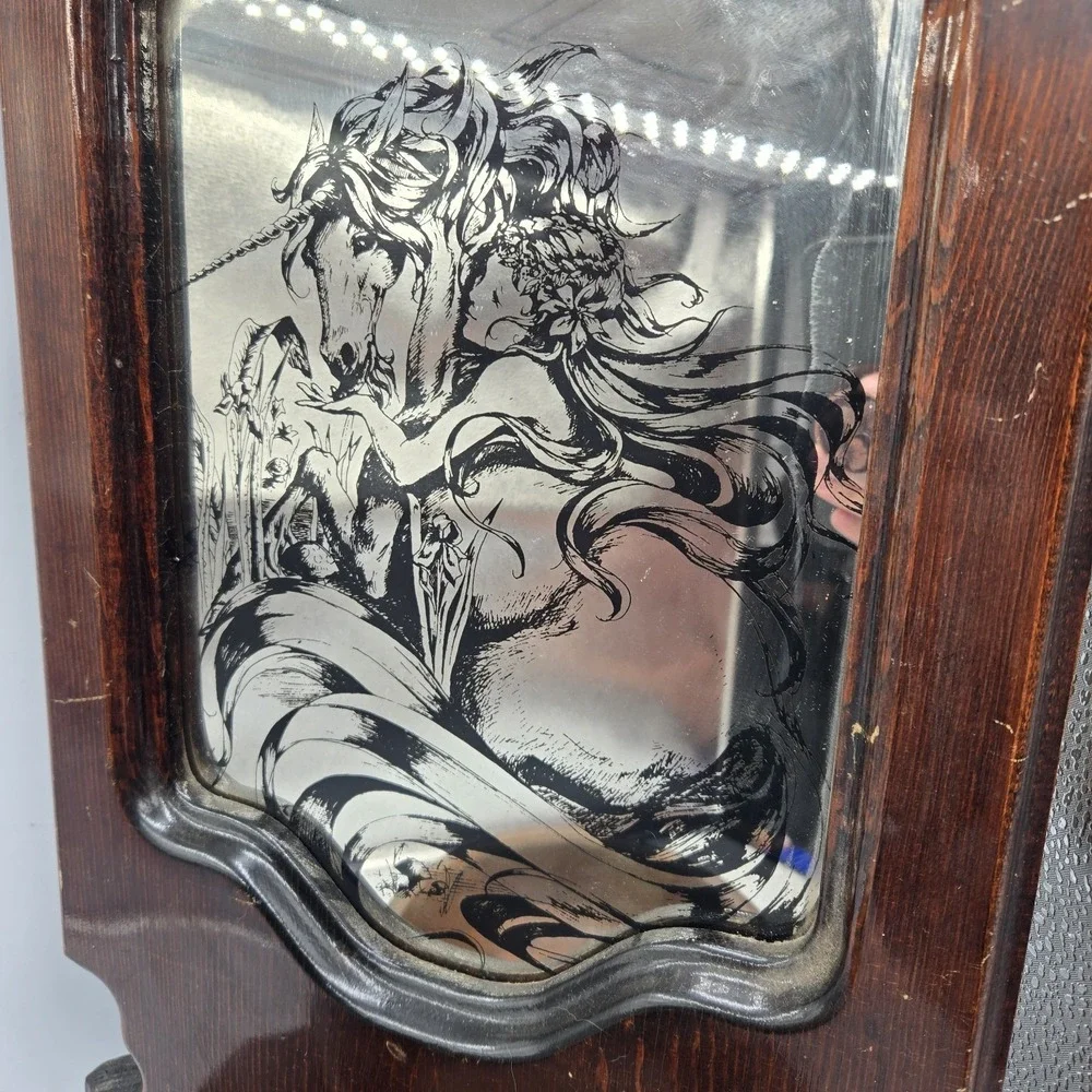 Unicorn Fairy Wooden Mirror Wall Decor Entry Key Drop Unique Vintage Country